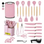 Set 31 Utensilios de Cocina de Silicona  Rosa