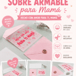 Sobre Armable Imprimible para Mamá | Plantilla Digital PDF Descargable