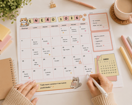 planner mensual 2026 imprimible pdf | agenda cute aesthetic