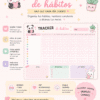 tracker de hábitos imprimible pdf kawaii | planificador de rutinas y metas digital