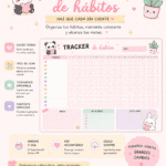 Tracker de Hábitos Imprimible PDF Kawaii | Planificador de Rutinas y Metas Digital