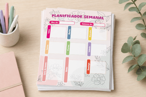 planner semanal digital imprimible pdf tamaño carta aesthetic floral | modelo 1