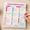 planner semanal digital imprimible pdf tamaño carta aesthetic floral | modelo 1