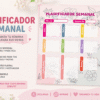 planner semanal digital imprimible pdf tamaño carta aesthetic floral | modelo 1